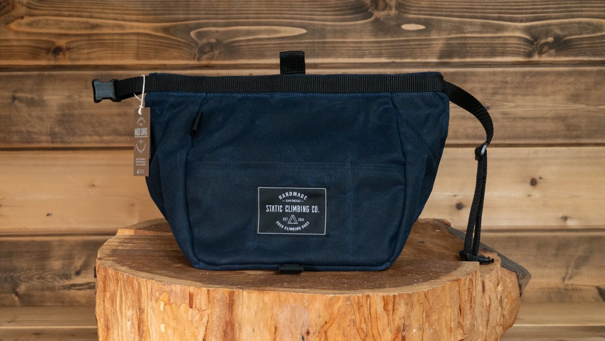 Waxed Canvas Chalk Bucket | NAVY — △STΛTIC Climbing